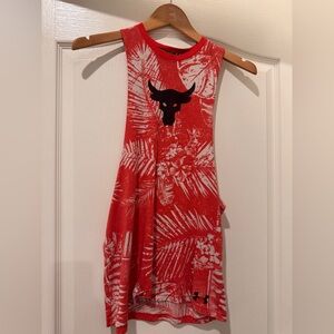 Under Armour Project Rock Red Sleeveless Tank Top with Bull Logo
